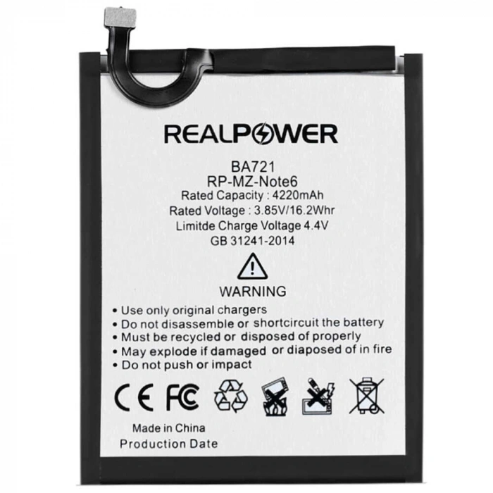 RealPower Meizu Uyumlu Note 6 Batarya 4220mAh Li-Polymer Uzun Ömürlü Pil