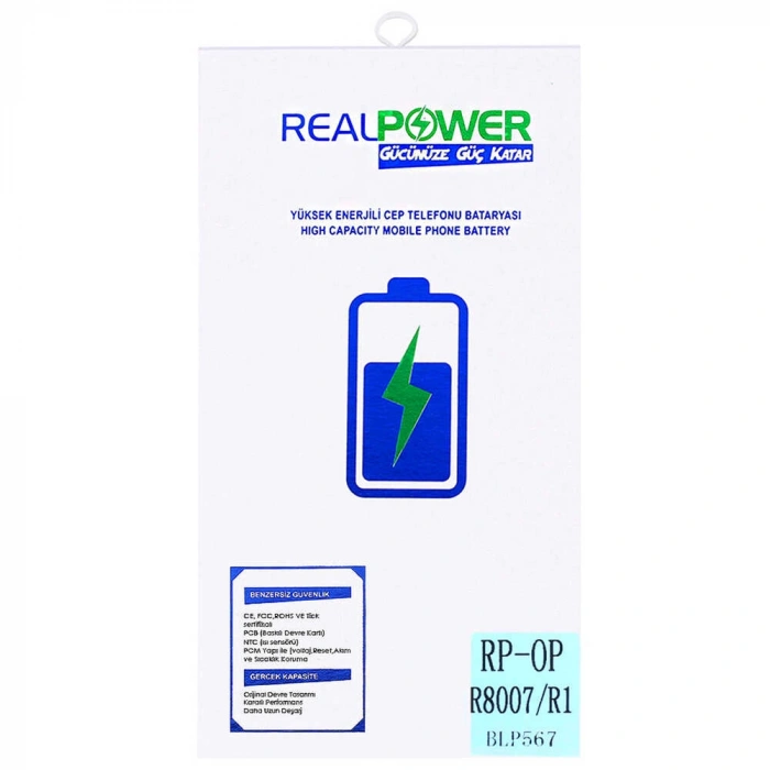 RealPower Oppo Uyumlu R829T Batarya 2610mAh Li-Polymer Uzun Ömürlü Pil