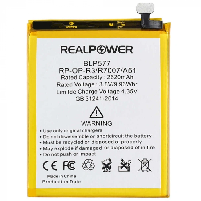 RealPower Oppo Uyumlu R7007 Batarya 2620mAh Li-Polymer Uzun Ömürlü Pil