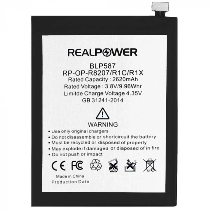 RealPower Oppo Uyumlu R1X Batarya 2620mAh Li-Polymer Uzun Ömürlü Pil