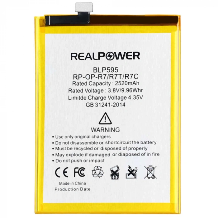 RealPower Oppo Uyumlu R7T Batarya 2520mAh Li-Polymer Uzun Ömürlü Pil