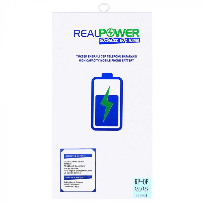 RealPower Oppo Uyumlu A53 Batarya 3180mAh Li-Polymer Uzun Ömürlü Pil