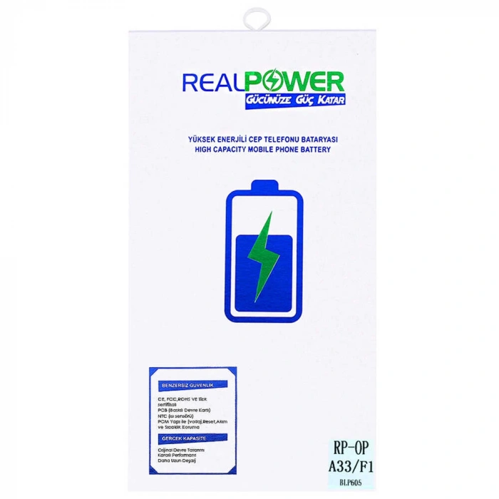 RealPower Oppo Uyumlu F1 Batarya 2600mAh Li-Polymer Uzun Ömürlü Pil