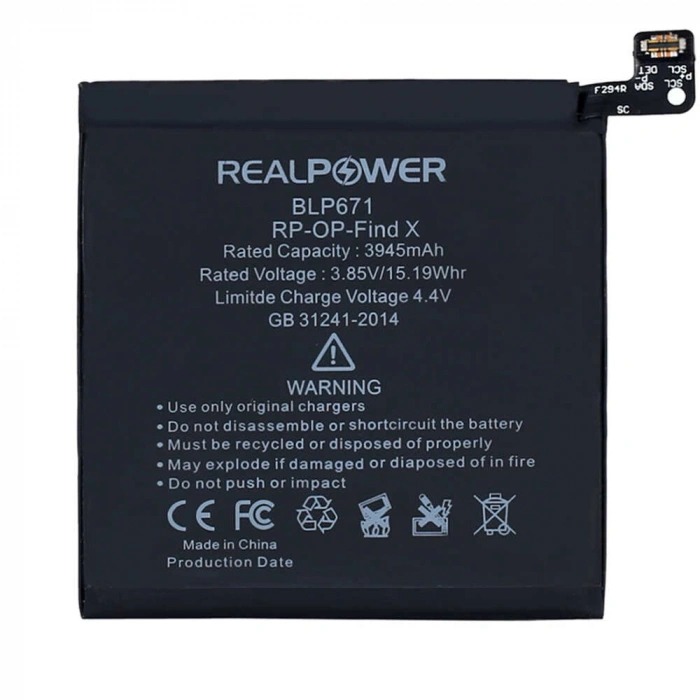 RealPower Oppo Uyumlu Find X Batarya 3945mAh Li-Polymer Uzun Ömürlü Pil