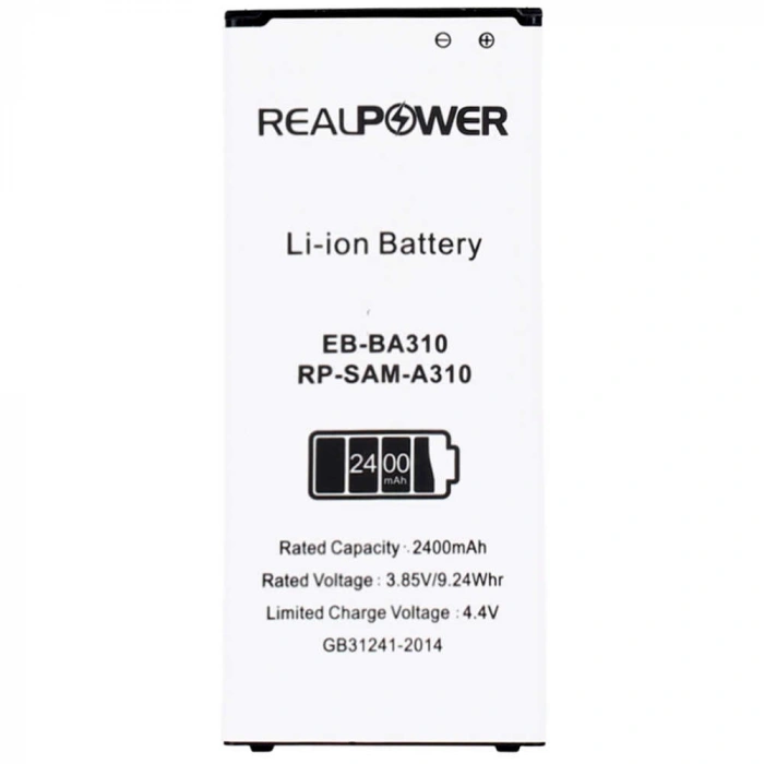 RealPower Samsung Uyumlu Galaxy A3 2016 A310 Batarya 2400mAh Li-Polymer Uzun Ömürlü Pil