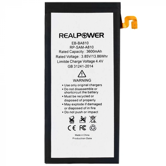 RealPower Samsung Uyumlu Galaxy A8 2016 A810 Batarya 3600mAh Li-Polymer Uzun Ömürlü Pil
