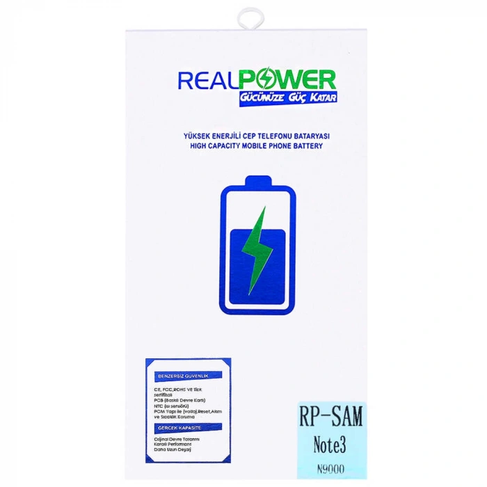 RealPower Samsung Uyumlu Galaxy Note 3 N9000 N9005 NFC Batarya 3300mAh Li-Polymer Uzun Ömürlü Pil