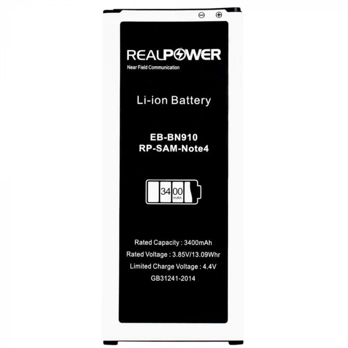 RealPower Samsung Uyumlu Galaxy Note 4 N910 NFC Batarya 3400mAh Li-Polymer Uzun Ömürlü Pil