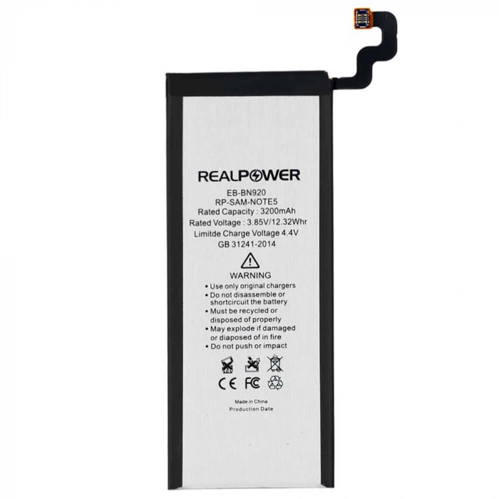 RealPower Samsung Uyumlu Galaxy Note 5 N920 Batarya 3200mAh Li-Polymer Uzun Ömürlü Pil