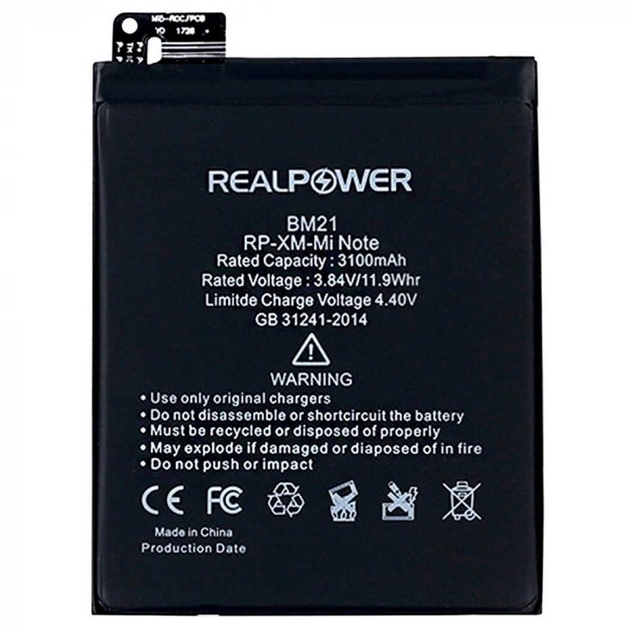 RealPower Xiaomi Uyumlu Mi Note Batarya 3100mAh Li-Polymer Uzun Ömürlü Pil