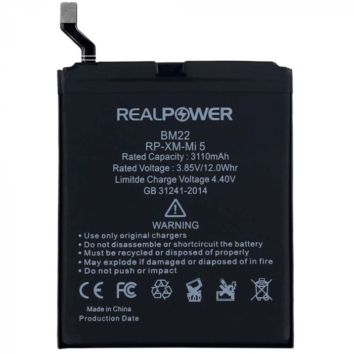 RealPower Xiaomi Uyumlu Mi 5 Batarya 3110mAh Li-Polymer Uzun Ömürlü Pil