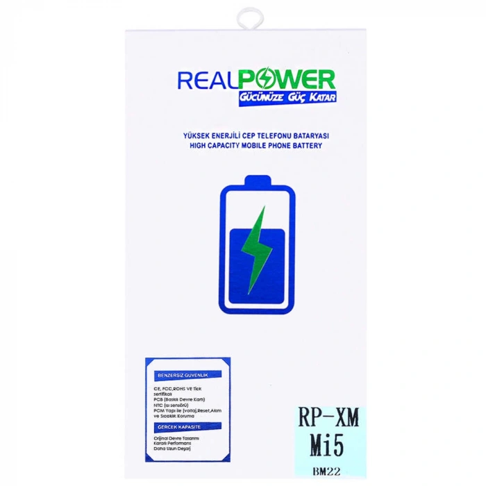 RealPower Xiaomi Uyumlu Mi 5 Batarya 3110mAh Li-Polymer Uzun Ömürlü Pil
