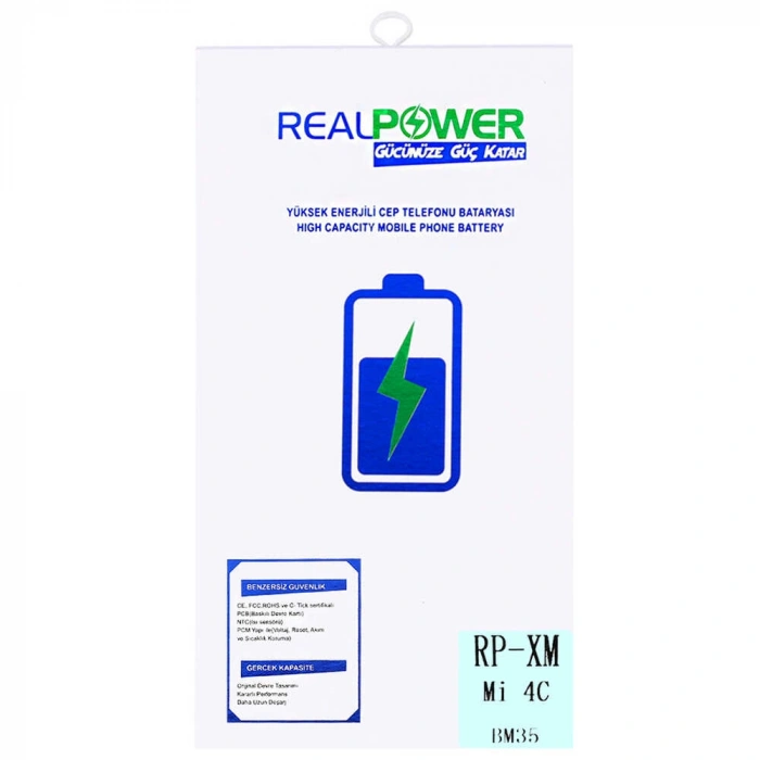 RealPower Xiaomi Uyumlu Mi 4c Batarya 3200mAh Li-Polymer Uzun Ömürlü Pil