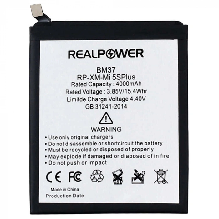 RealPower Xiaomi Uyumlu Mi 5s Plus Batarya 4000mAh Li-Polymer Uzun Ömürlü Pil