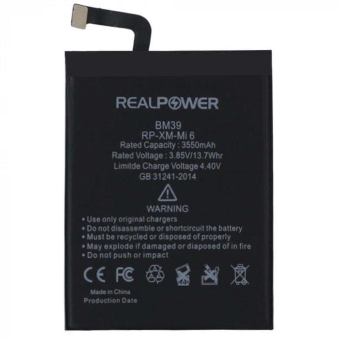 RealPower Xiaomi Uyumlu Mi 6 Batarya 3550mAh Li-Polymer Uzun Ömürlü Pil