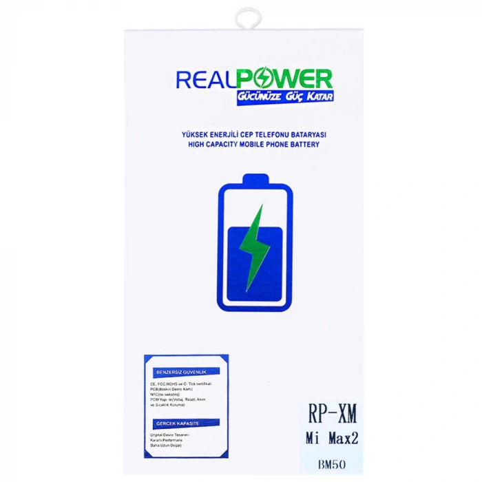 RealPower Xiaomi Uyumlu Mi Max 2 Batarya 5500mAh Li-Polymer Uzun Ömürlü Pil