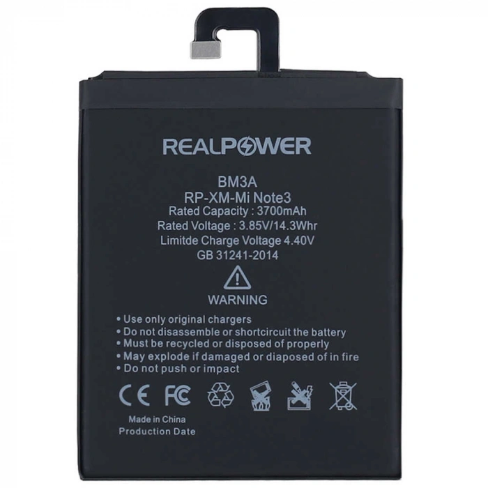 RealPower Xiaomi Uyumlu Mi Note 3 Batarya 3700mAh Li-Polymer Uzun Ömürlü Pil