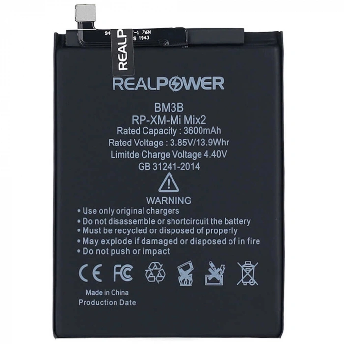 RealPower Xiaomi Uyumlu Mi Mix 2 Batarya 3600mAh Li-Polymer Uzun Ömürlü Pil