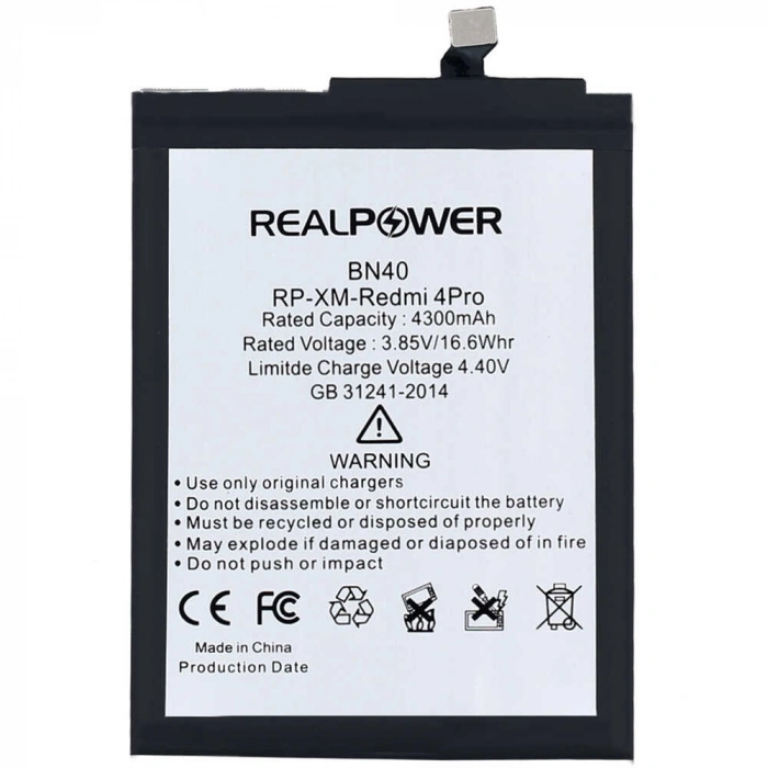 RealPower Xiaomi Uyumlu Redmi 4 Prime Batarya 4300mAh Li-Polymer Uzun Ömürlü Pil