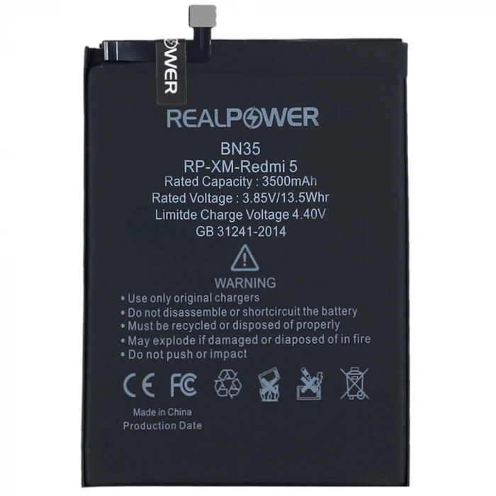 RealPower Xiaomi Uyumlu Redmi 5 Batarya 3500mAh Li-Polymer Uzun Ömürlü Pil