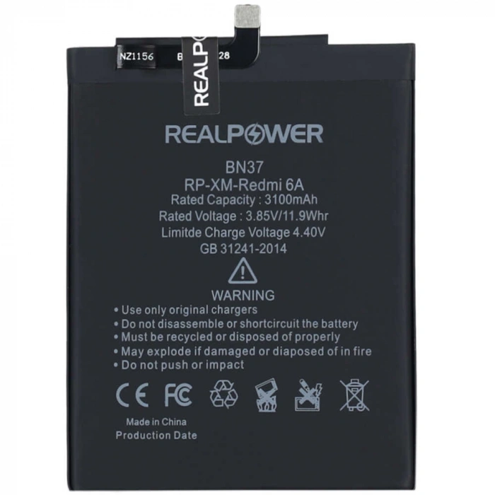 RealPower Xiaomi Uyumlu Redmi 6a Batarya 3100mAh Li-Polymer Uzun Ömürlü Pil