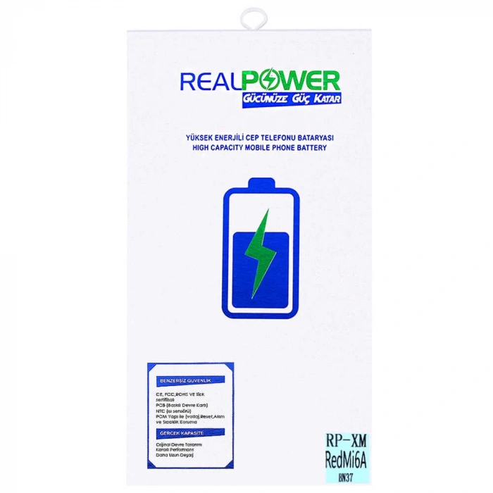 RealPower Xiaomi Uyumlu Redmi 6a Batarya 3100mAh Li-Polymer Uzun Ömürlü Pil