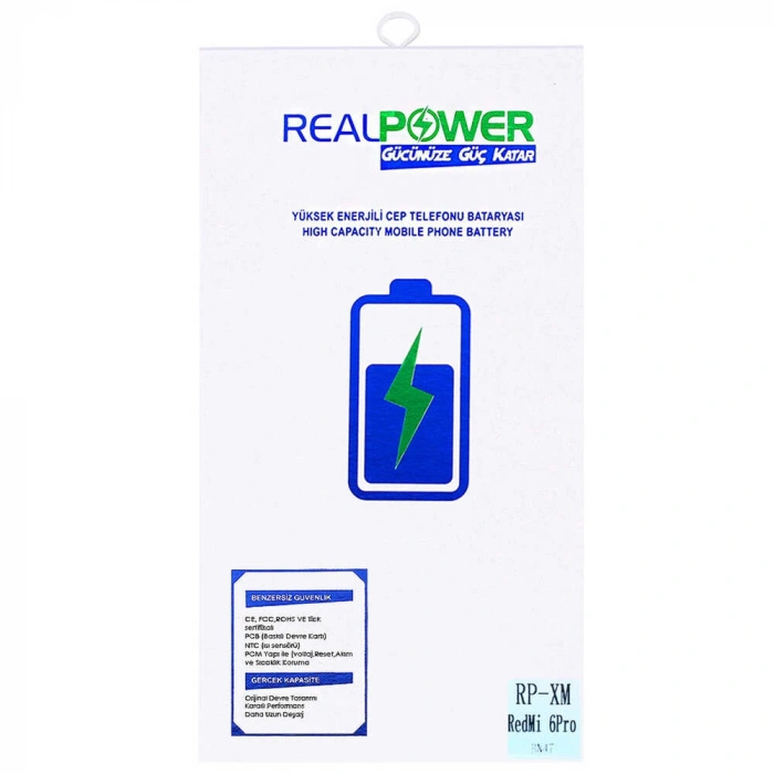 RealPower Xiaomi Uyumlu Mi A2 Lite Batarya 4200mAh Li-Polymer Uzun Ömürlü Pil
