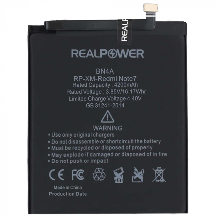 RealPower Xiaomi Uyumlu Redmi Note 7 Batarya 4200mAh Li-Polymer Uzun Ömürlü Pil