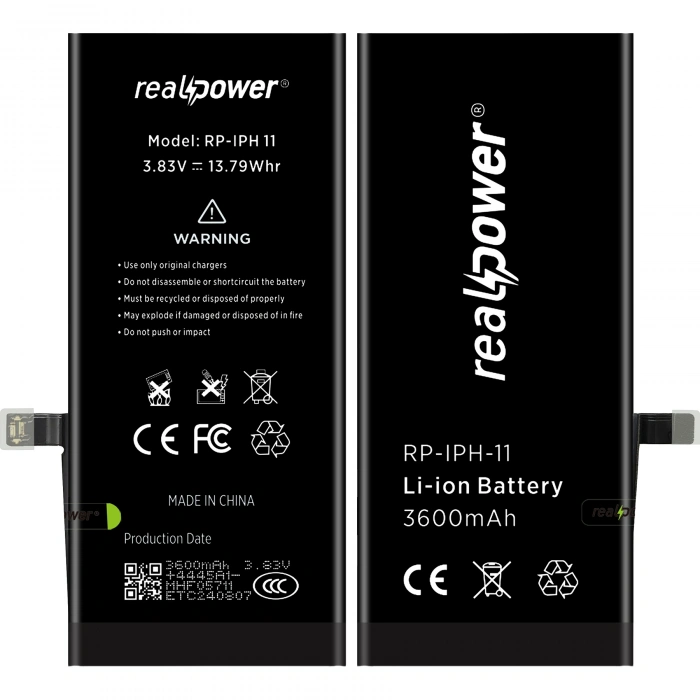RealPower Apple Uyumlu iPhone 11 Batarya 3600mAh Yüksek Kapasiteli Güçlendirilmiş Pil