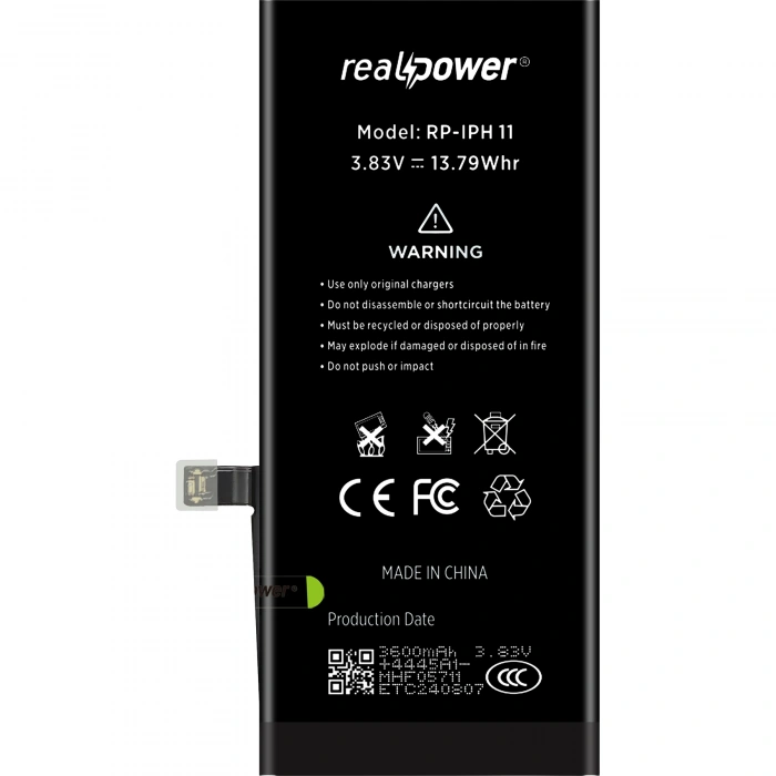 RealPower Apple Uyumlu iPhone 11 Batarya 3600mAh Yüksek Kapasiteli Güçlendirilmiş Pil