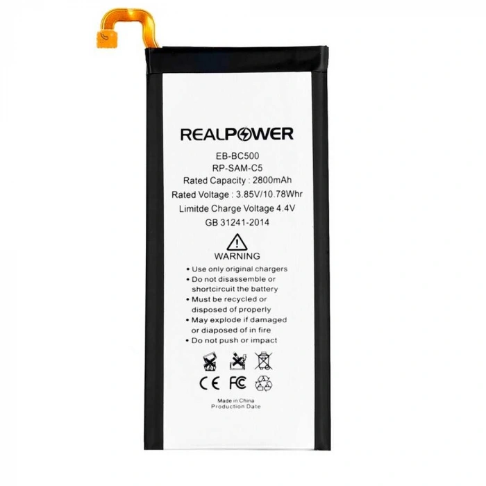 RealPower Samsung Uyumlu Galaxy C5 C5000 Batarya 2800mAh Li-Polymer Uzun Ömürlü Pil