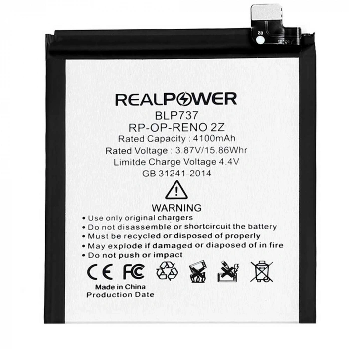 RealPower Oppo Uyumlu Reno 2Z Batarya 4100mAh Li-Polymer Uzun Ömürlü Pil