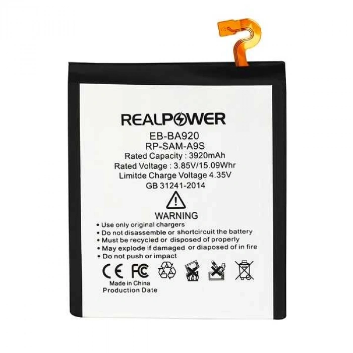 RealPower Samsung Uyumlu Galaxy A9 2018 A920 Batarya 3920mAh Li-Polymer Uzun Ömürlü Pil