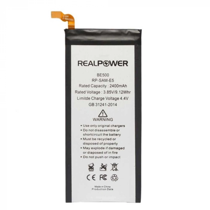 RealPower Samsung Uyumlu Galaxy E5 E500 Batarya 2400mAh Li-Polymer Uzun Ömürlü Pil