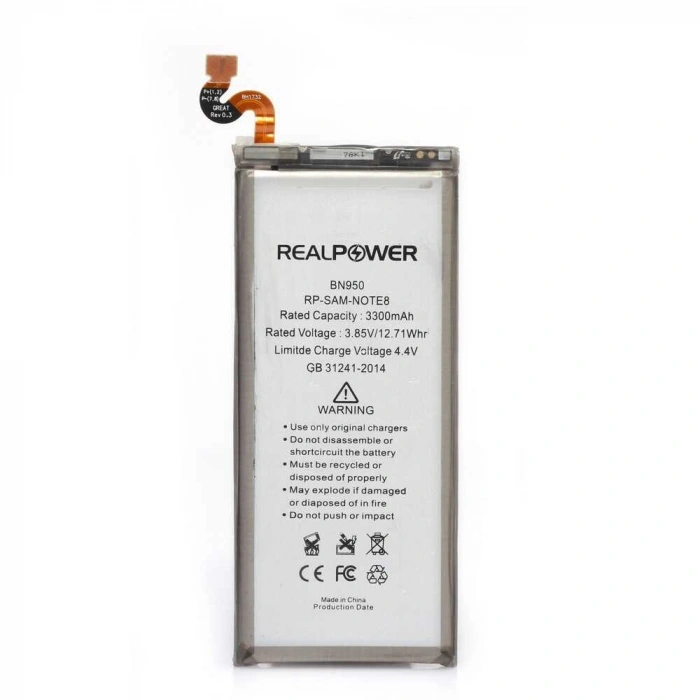 RealPower Samsung Uyumlu Galaxy Note 8 N950 Batarya 3300mAh Li-Polymer Uzun Ömürlü Pil
