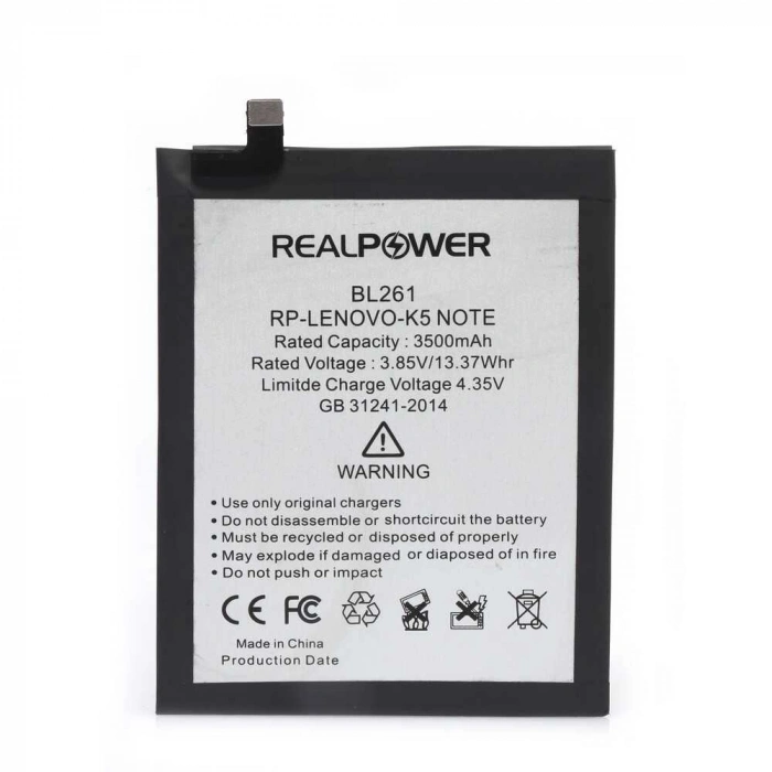 RealPower Lenovo Uyumlu K5 Note Batarya Li-Polymer Uzun Ömürlü Pil