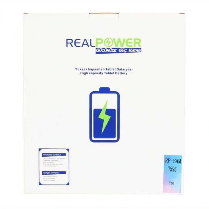 RealPower Samsung Uyumlu Galaxy Tab A 10.5 2019 T590 Batarya 7300mAh Li-Polymer Uzun Ömürlü Pil