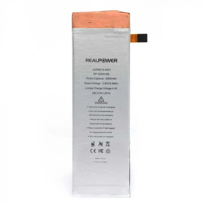 RealPower Sony Uyumlu Xperia M5 Batarya 2600mAh Li-Polymer Uzun Ömürlü Pil