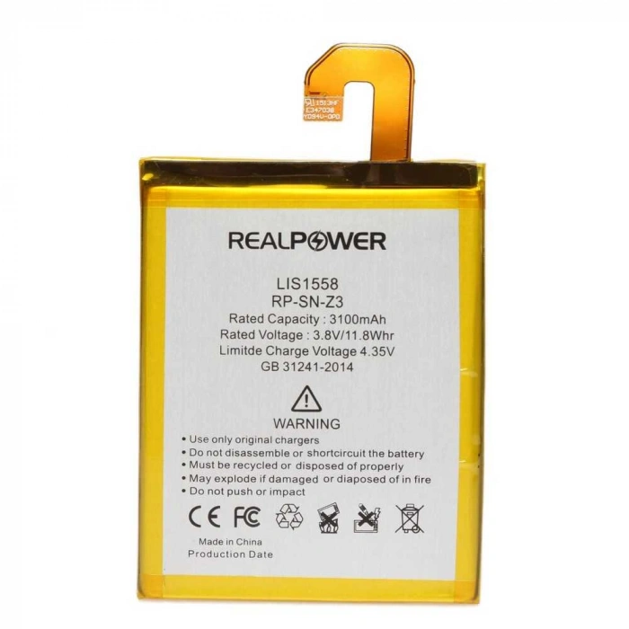 RealPower Sony Uyumlu Xperia Z3 Batarya 3100mAh Li-Polymer Uzun Ömürlü Pil