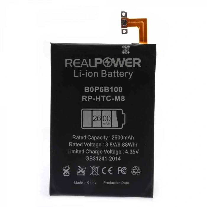 RealPower Htc Uyumlu One M8 Batarya 2600mAh Li-Polymer Uzun Ömürlü Pil