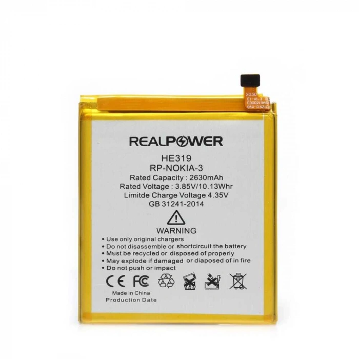 RealPower Nokia Uyumlu 3 Batarya 2630mAh Li-Polymer Uzun Ömürlü Pil