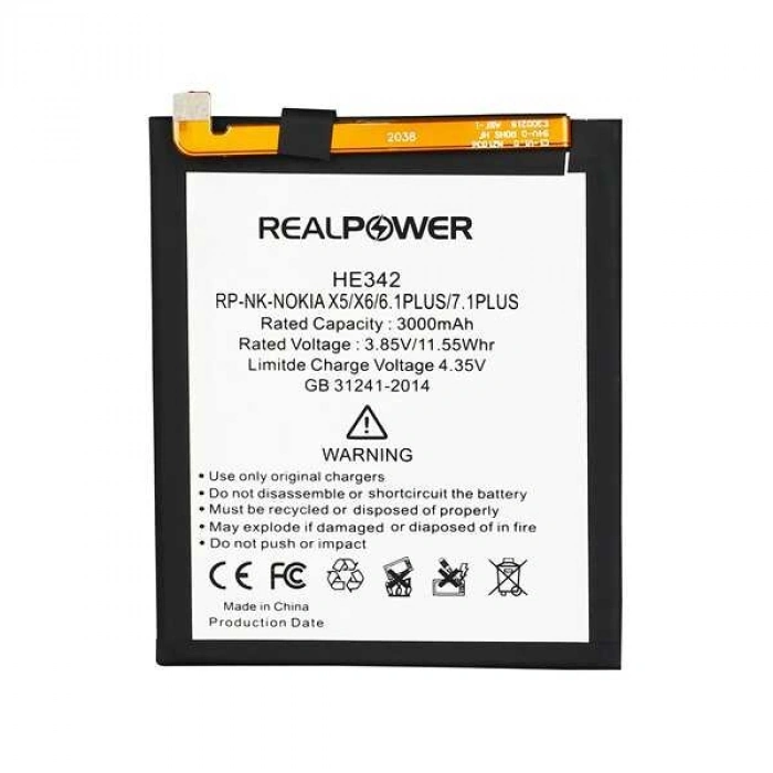 RealPower Nokia Uyumlu 5.1 Plus Batarya 3000mAh Li-Polymer Uzun Ömürlü Pil