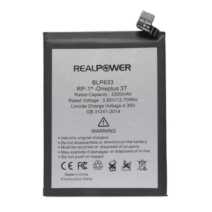 RealPower OnePlus Uyumlu 3T Batarya 3300mAh Li-Polymer Uzun Ömürlü Pil