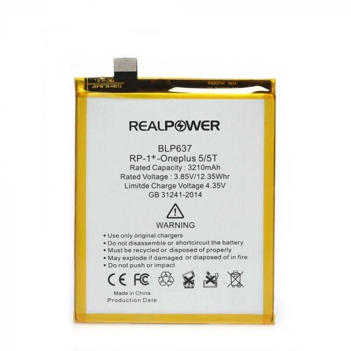 RealPower OnePlus Uyumlu 5 5T Batarya 3210mAh Li-Polymer Uzun Ömürlü Pil