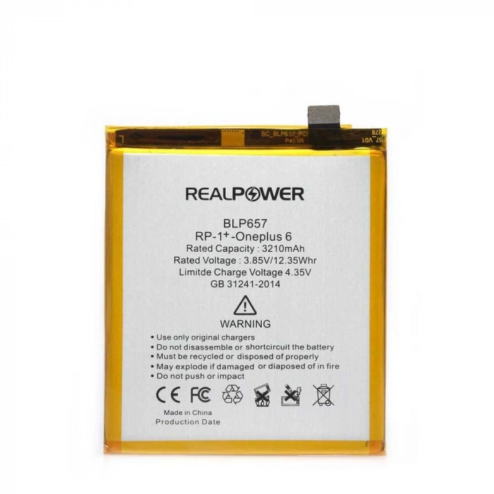 RealPower OnePlus Uyumlu 6 Batarya 3210mAh Li-Polymer Uzun Ömürlü Pil
