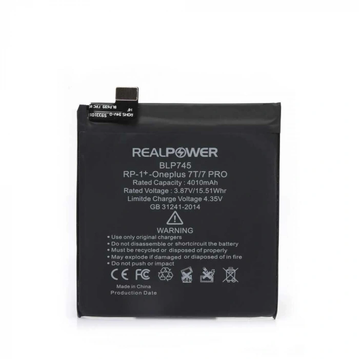 RealPower OnePlus Uyumlu 7T 7Pro Batarya 4010mAh Li-Polymer Uzun Ömürlü Pil
