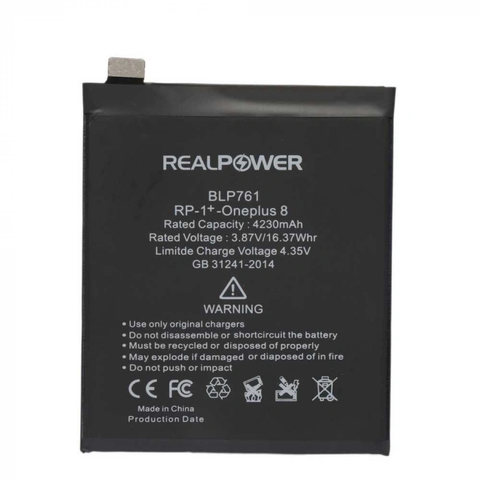 RealPower OnePlus Uyumlu 8 Batarya 4230mAh Li-Polymer Uzun Ömürlü Pil