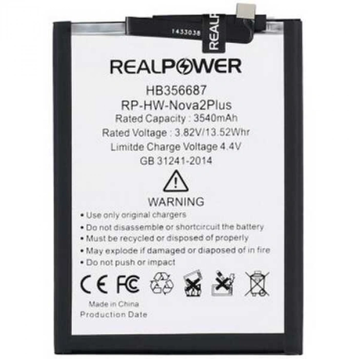 RealPower Huawei Uyumlu Nova 3i Batarya 3540mAh Li-Polymer Uzun Ömürlü Pil