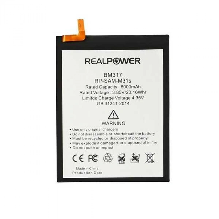 RealPower Samsung Uyumlu Galaxy M31s M317 Batarya 6000mAh Li-Polymer Uzun Ömürlü Pil