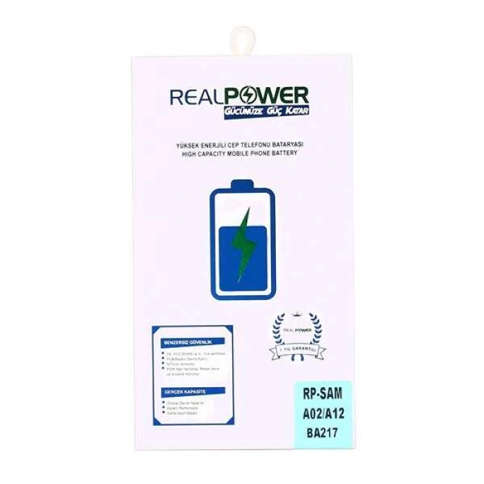 RealPower Samsung Uyumlu Galaxy A02 Batarya 5000mAh Li-Polymer Uzun Ömürlü Pil